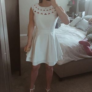 White woven linen dress